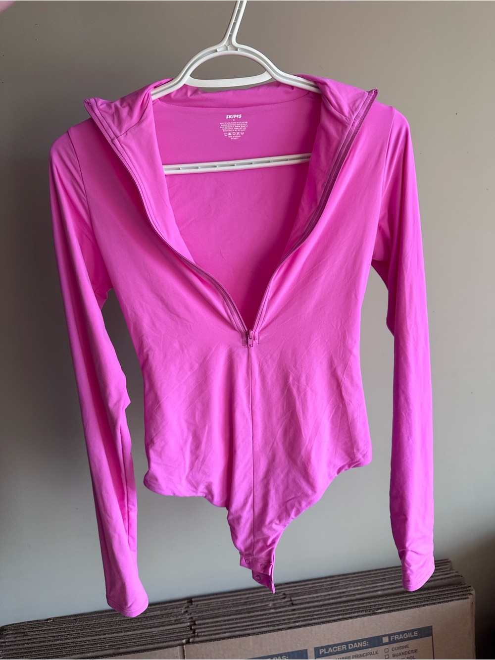 SKIMS BNWOT Longsleeve Bodysuit Neon Pink